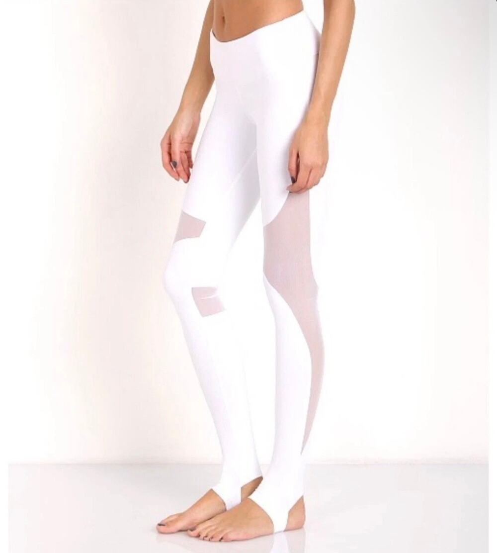 Alo Yoga Coast Leggings White Mesh Stirrup Size Small